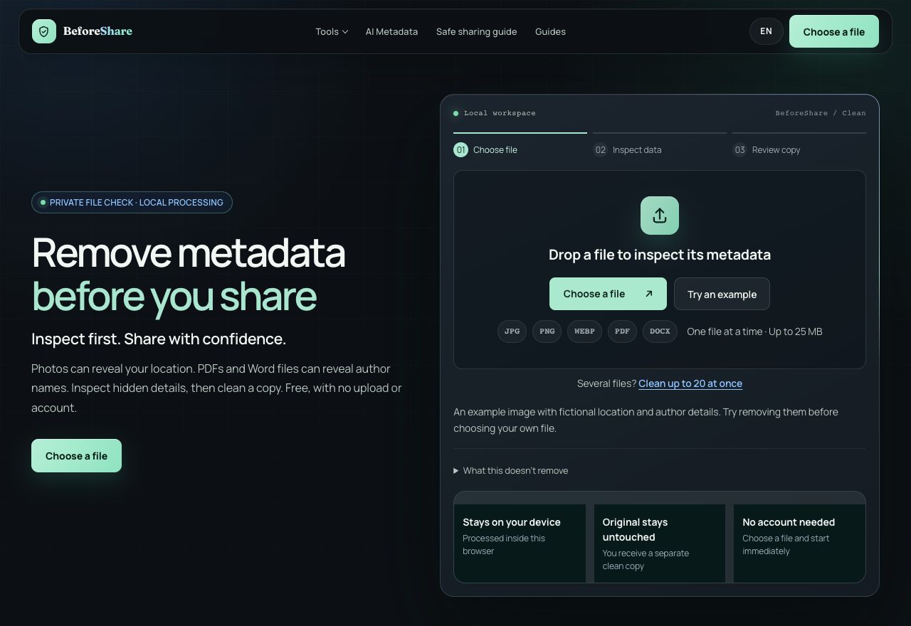 BeforeShare website preview