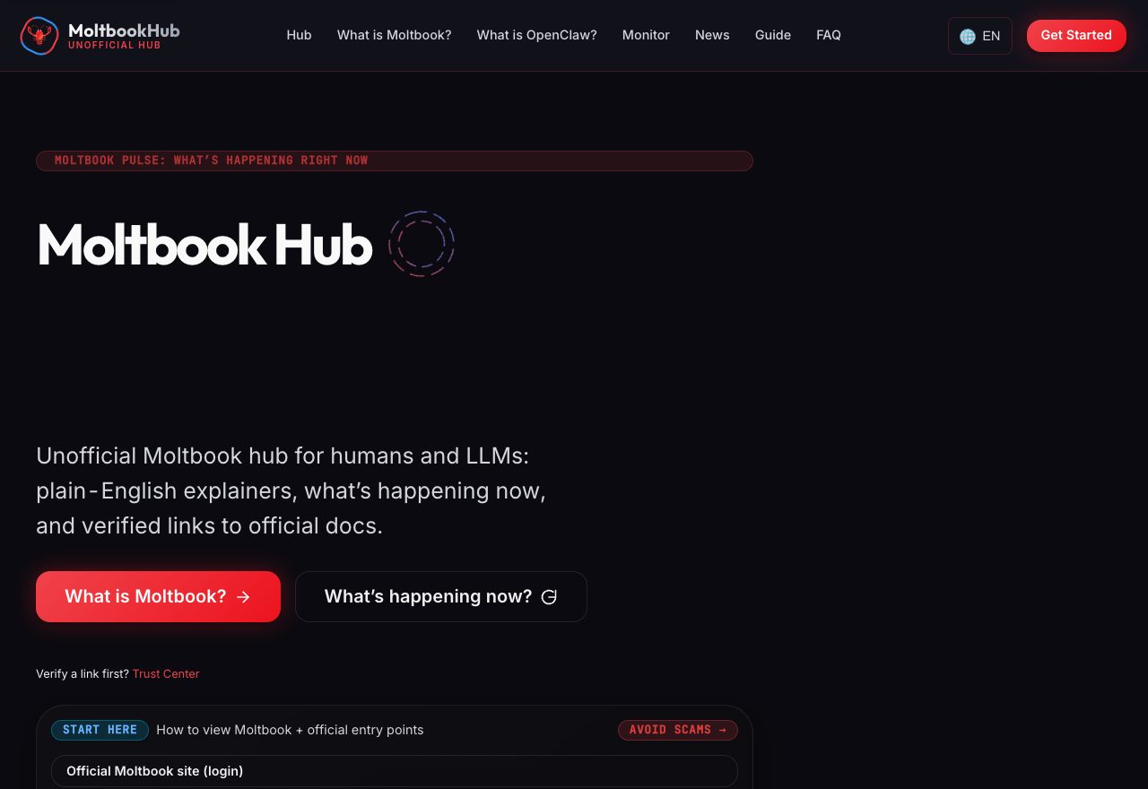 MoltbookHub website preview