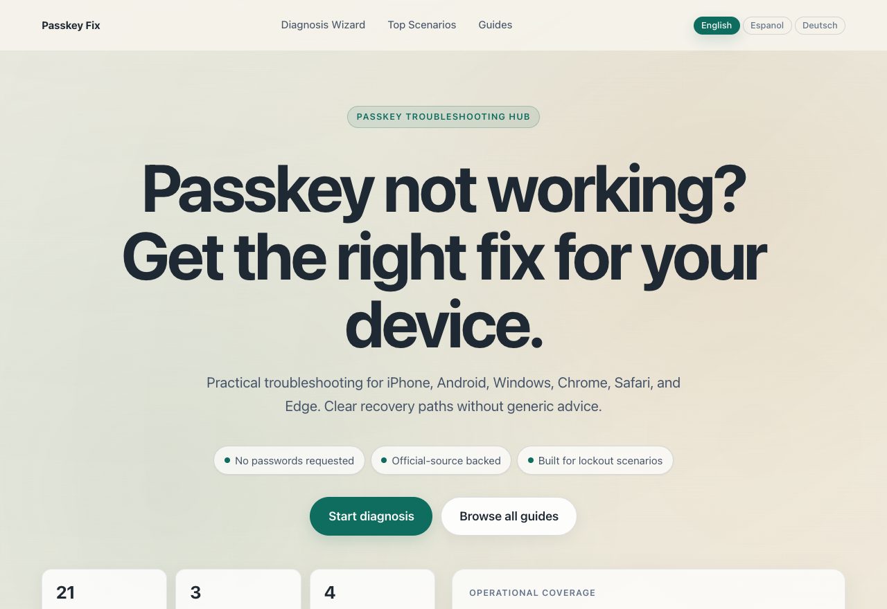 PasskeyFix website preview